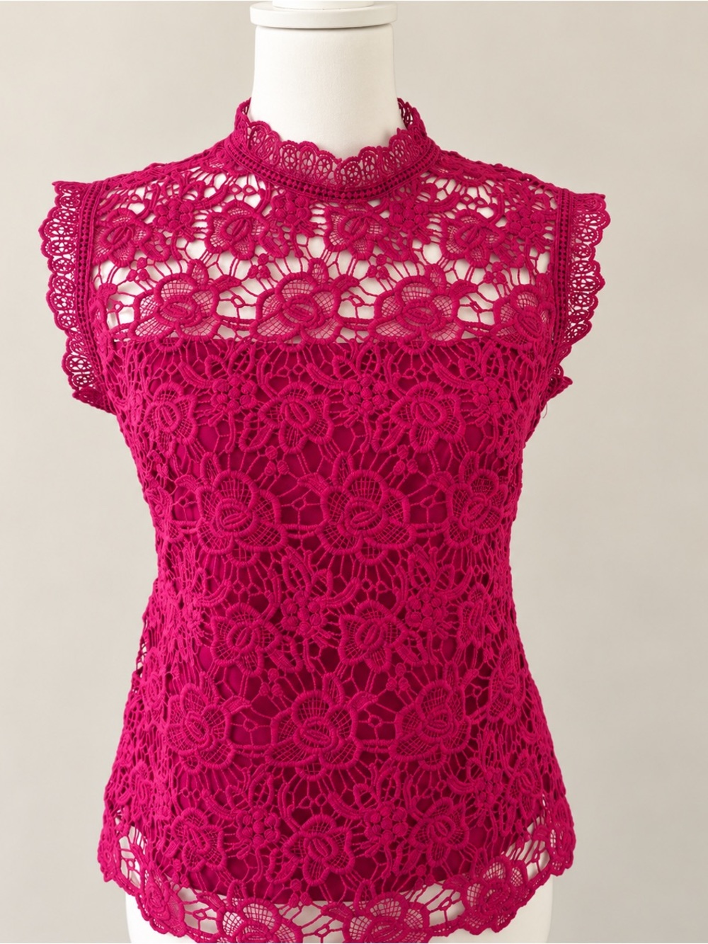 Nanette Lepore Floral Lace Blouse in Vibrant Magenta